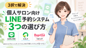 個人サロン向けLINE予約システムの3つの選び方(公式LINE・エルメ・リピッテ)